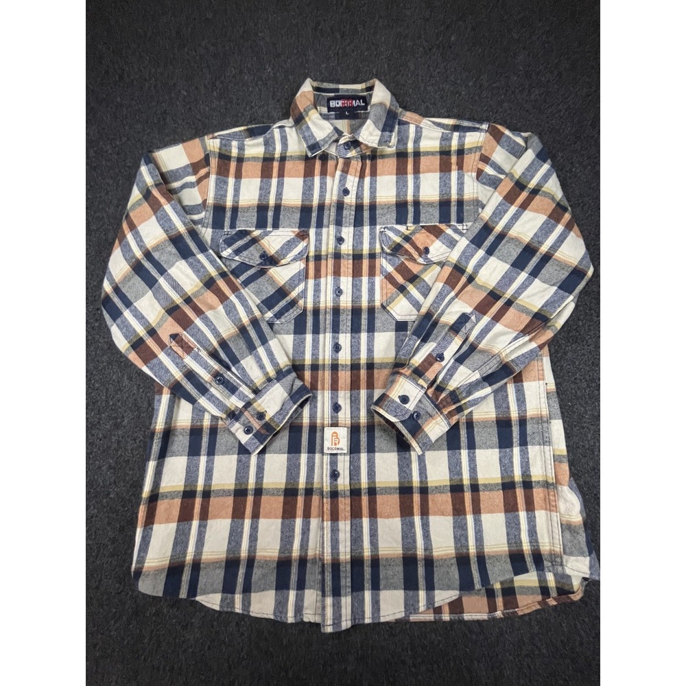 Bocomal Flannel Shirt Men's Large Multicolor Plaid FR CAT 2 NFPA 2112 Workwear